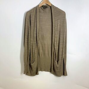 Tommy Bahama Women Cardigan Sweater Taupe Knit Open Front Pockets Size S P
